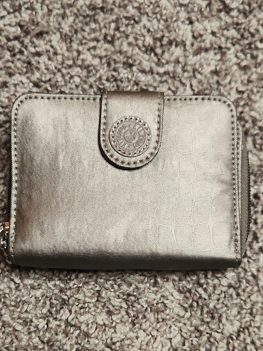 Kipling Metallic Pewter Compact Wallet
